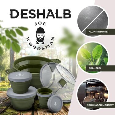 Складная производная посуда для кемпинга 4 предмета Joe WOODSMAN