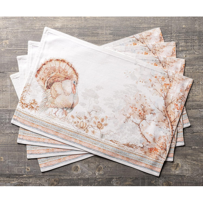 Бавовняні килимки для серветок, набір з 4 шт. , декоративні килимки для серветок, пасхальні килимки, що миються, для свят, вечерь, весни, літа (33 см x 48 см) (24 - Подяки), 39Hermine 100