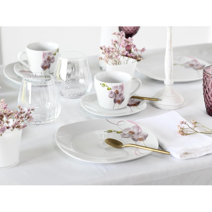 Набір тарілок на 6 персон, 12 предметів, Square Orchidee Creatable