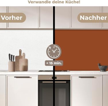 Кухонний фартух 60x250 см, самоклеючий фартух, кухонний фартух, кухонний фасад, самоклеючі кухонні фартухи - Осінь (Теракота - Коричневий, 60 x 400 см)