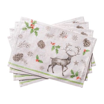 Бавовняні килимки для серветок, набір з 4 шт. , декоративні килимки для серветок, пасхальні килимки, що миються, для свят, вечерь, весни, літа (33 см x 48 см) (27 - Різдвяна роса), 39Hermine 100