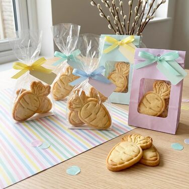 Набір формочок для пасхального печива з 3 шт. , візерунок у смужку з пасхальних яєць, зайчик, 2 в 1 зі штампом, 5 x 4 см, можна мити в посудомийній машині, екологічно чисті, нержавіючі (морква (10x5xсм))