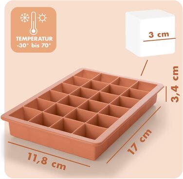 Силіконові формочки для льоду Blumtal, набір з 3 шт. - форма для льоду на 24 кубики з кришкою - силіконова форма для льоду без бісфенолу А - форма для льоду, безпечна для харчових продуктів - сіро-блакитна великі кубики (оливково-зелена червона, великі ку