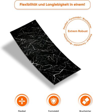 Стінові панелі IZODEKOR під мармур 60x120 см Панель для кухонного фартуха ПВХ-облицювання стін для кухні, ванної кімнати Бризкозахисний екран для кухні Водонепроникний та термостійкий ( панель, Tidal Wave)