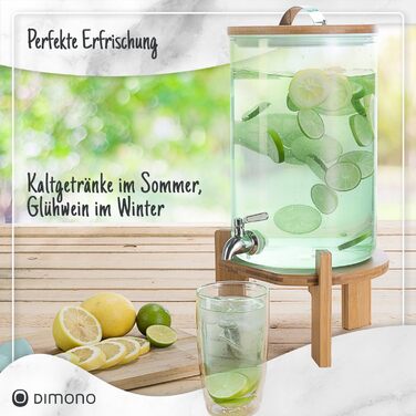 Диспенсер для напоїв зі сталевим краном з бамбуковою підставкою 8 л Dimono