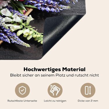 Фартух для плити, кухонний фартух, вініл, 78x52 см, декор для кухні, облицювання стіни, кришка для плити - сіро-чорний (квітковий - вінтажний, 51,6Д x 57,6Ш см)