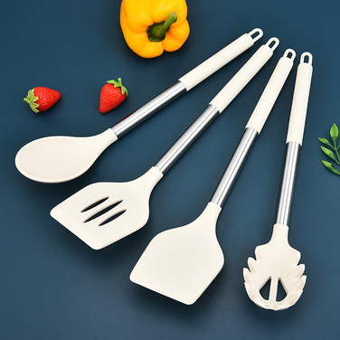 Силиконовый набор кухонных принадлежностей, 12 предметов, бежевый Vialex