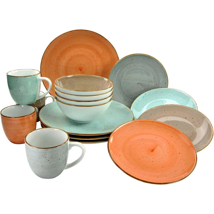 Набор посуды на 4 персоны, 16 предметов, разноцветный Vintage Nature Creatable