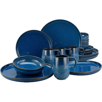 Набір посуду серії Uno з 16 предметів, комбінований сервіз керамограніту (Atlantico, комбінований набір з 16 предметів), 22978