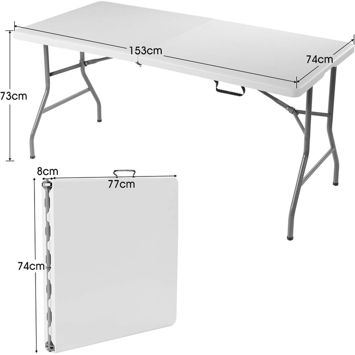 Складной кемпинговый стол белый KOMFOTTEU
