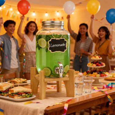 Набор из 2 стеклянных диспенсеров для напитков 4 л бамбуковых подставок Hisredsun