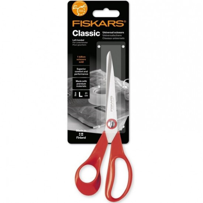Універсальні ножиці Fiskars Classic, 21 см, для шульги, червоні (1000814)