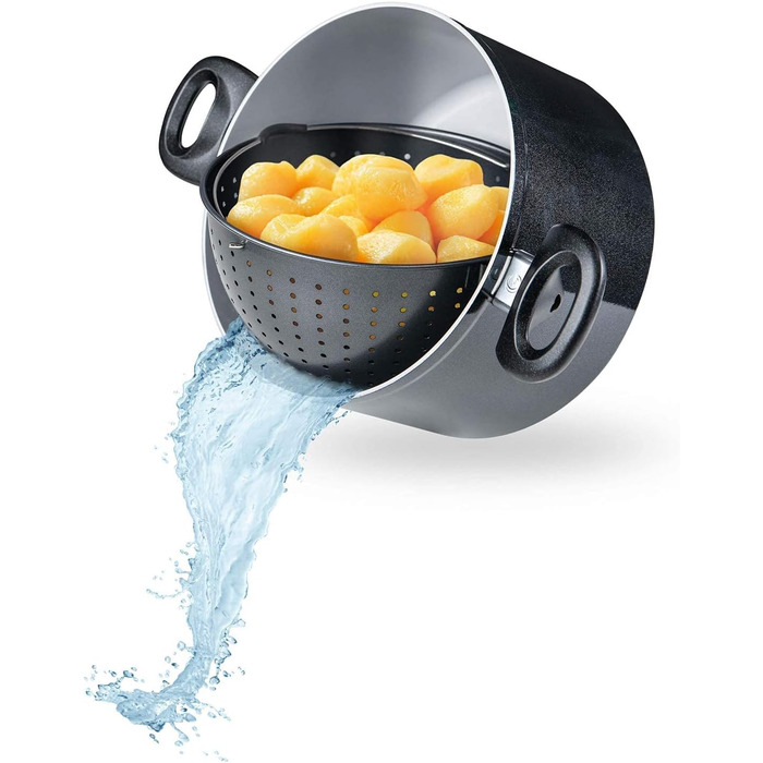 Кастрюля 3,7л с ситом-вставкой и стеклянной крышкой 20 см Cerafit Magic Pot Genius