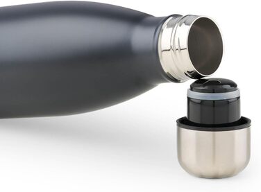 Пляшка для води Blumtal з нержавіючої сталі - Герметична ізольована пляшка - Пляшка для води без бісфенолу А для гарячого та холодного використання - Двостінна ізольована пляшка - Ізоляційна пляшка, стійка до іржі, дерево/срібло (17 - Металевий чорний, 10