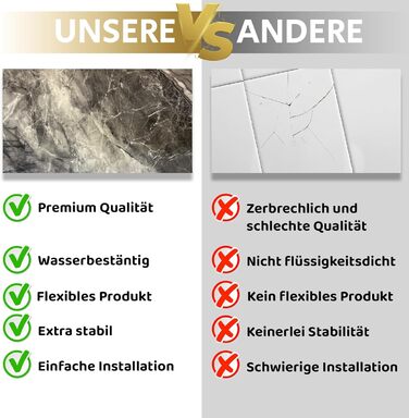 Стінові панелі AS Country Stone під мармур 60x120 см ПВХ-облицювання стіни з пластикових панелей для кухні, ванної кімнати тощо Панель кухонного фартуха (4 шт., Shadow)