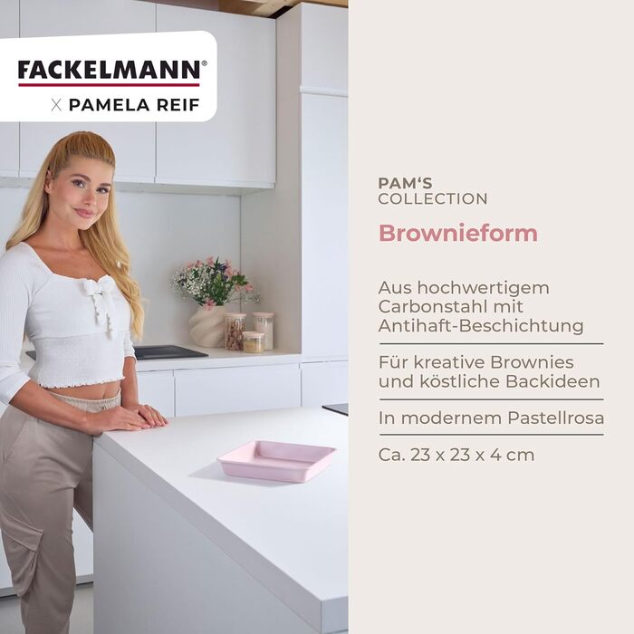 Форма для выпечки брауни 23 x 23 x 4 см, пастельно-розовая Pamela Reif Fackelmann