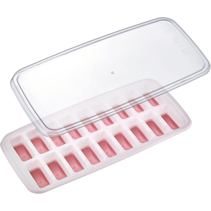 Льодогенератор Westmark Ice Cube Maker Cube форма для льоду з кришкою, для приготування 6 великих кубиків льоду, прозорий/червоний/білий пластик, без BPA, великий (напівкруглий, маленький)