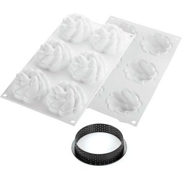 KIT TARTE RING FLEUR D80 MM Форма силіконова Ø67-99 h35 mm + 6 кілець (d 80 mm, h 20 mm) - 1*6 форма