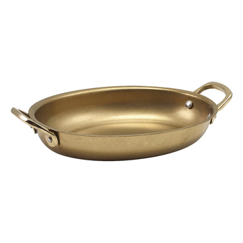 Сковорода для подачи 18.5*13.5 см, 500 мл, овальная, металлическая, Gold Vintage Steel, GenWare