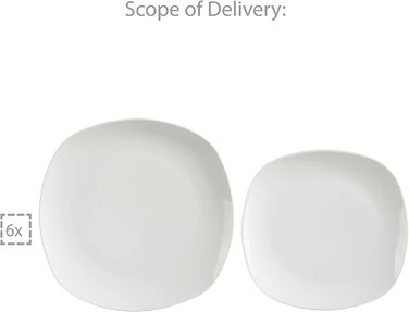 ПЕВЕЦ Белый столовый сервиз Bilgola, набор фарфоровой посуды из 30 предметов на 6 персон, набор тарелок округлого дизайна, обеденная тарелка (столовый сервиз 12 шт.)