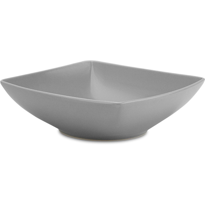 Консімо. Набір з 6 супових тарілок - Тарілки для пасти - Глибокі тарілки - на 6 персон - Керамічна миска - Салатна тарілка для мікрохвильової печі EPIRI - 17x17 см - 500 мл - Глянець (сірий)