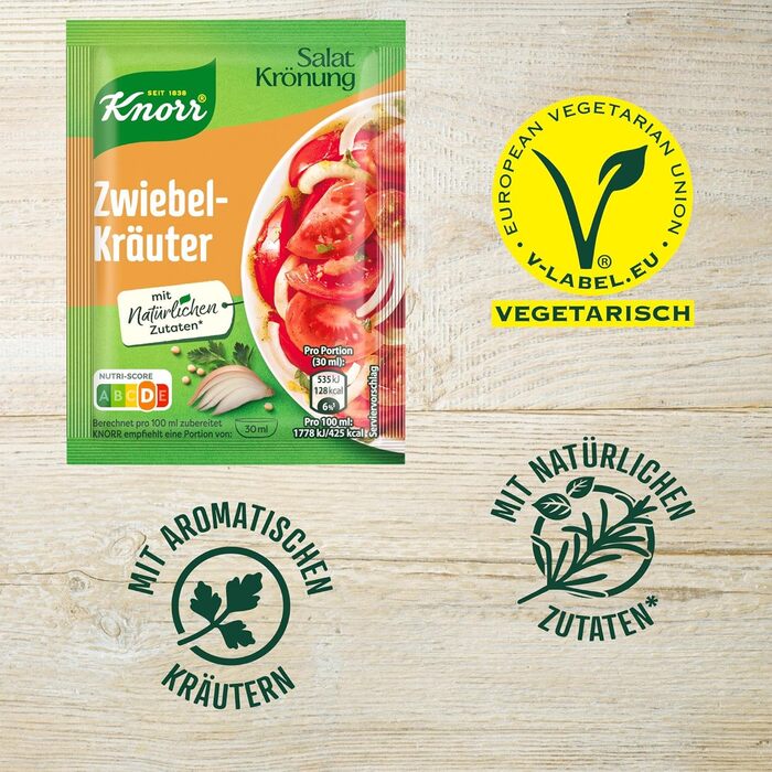 Заправка для салату Knorr з травами для смачної заправки з натуральних інгредієнтів* 15 шт. 5 шт. (цибуля та трави)