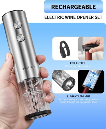 Електричний акумуляторний відкривач для вина з ножем для фольги CIRCLE JOY