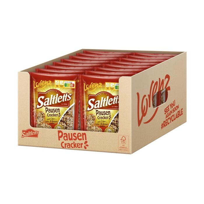 Крекер Saltletts з насінням чіа, льону та кунжуту, 16 упаковок x 100 г Lorenz