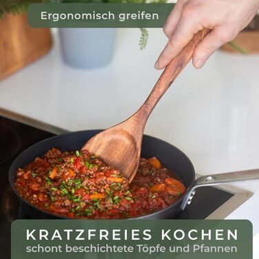 Набір кухонного начиння з тикового дерева, 4 предети з тримачем WALDWERK