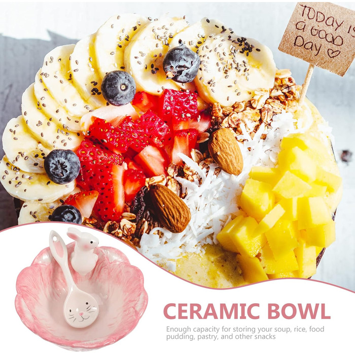 Набір мисок у формі кролика з ложкою рожевий BOSUGE