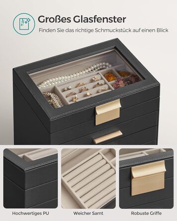 Органайзер для ювелирных изделий 6-уровневый, черный SONGMICS