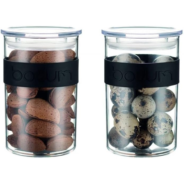 Набір із 2 банок 0,6 л з кришками, прозорий пластик Presso Bodum