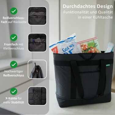 Велика складна термосумка 30 л темно-сіра COTTARA