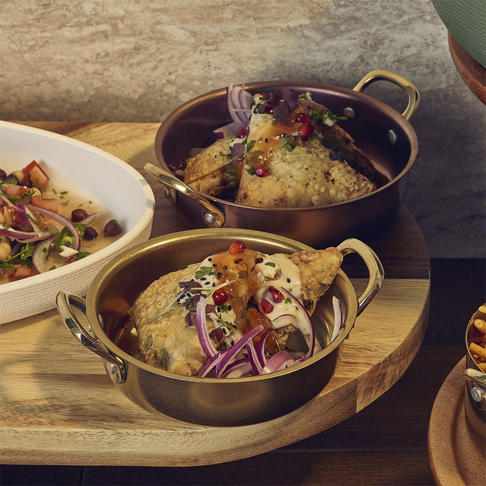 Сковорода для подачі 13.5*3.75 см, 460 мл, кругла, металева, Gold Vintage Steel, GenWare