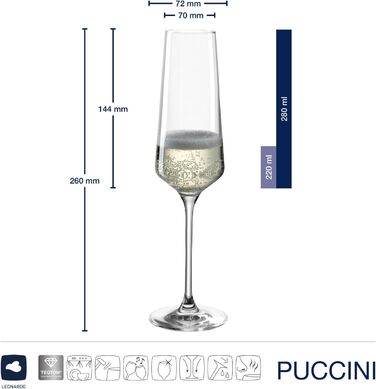 Келихи для рислінгу LEONARDO HOME PUCCINI (набір з 6 шт.) Келихи для вина, стійкі до подряпин (400 мл) Можна мити в посудомийній машині та довговічні Вічні келихи для білого вина Сучасний дизайн Келих для рислінгу Puccini 069540 6 келихів (келих для шампа