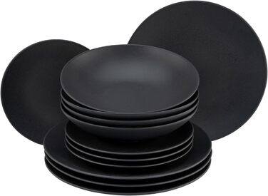 Набор тарелок на 4 персоны, 12 предметов, черный Soft Touch Black Creatable