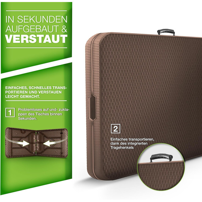 Складной стол 180x75 см коричневый tillvex