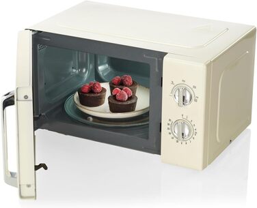 Мікрохвильова піч Gorenje MO20A3WH / 20 л / 800 Вт / AquaClean / AutoMenu / Сенсорне керування / LED-дисплей / Функція розморожування / 5 рівнів потужності / Блокування від дітей / Білий (Ретро, Шампанське)