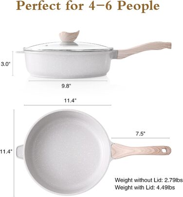 Сковорода с антипригарным покрытием и крышкой 28 см белая Kordisen