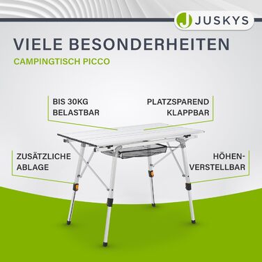 Складной алюминиевый стол 90x52 см Juskys