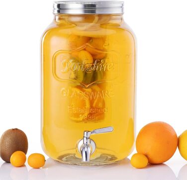 Стеклянный диспенсер с краном и крышкой 8 л Navaris