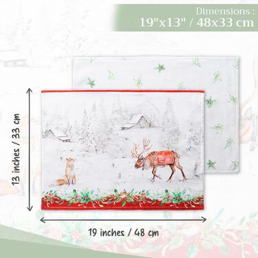 Бавовняні килимки для серветок, набір з 4 шт. , декоративні килимки для серветок, пасхальні килимки, що миються, для свят, вечерь, весни, літа (33 см x 48 см) (05 - Різдвяна традиція), 39Hermine 100