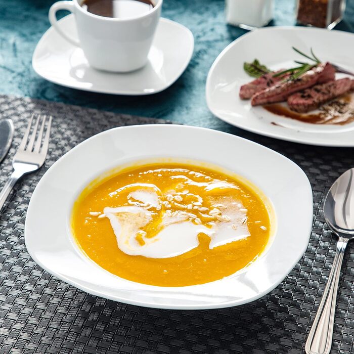 Серія Elisa, 12-предметний кремовий порцеляновий кавовий набір, кавові чашки та блюдця на 6 осіб для кави, чаю, десертів (білий, набір столового посуду (30 предметів))