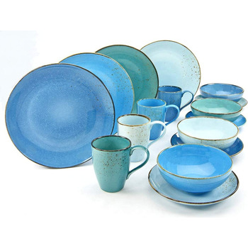 Набор посуды на 4 персоны, 16 предметов, синий Nature Collection Aqua Creatable