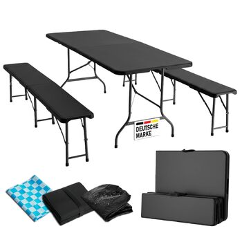 Комплект із 3 предметів стіл та лавки чорні BRAST