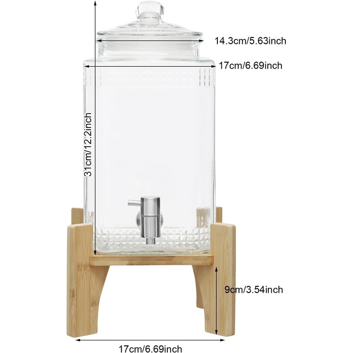 Скляний диспенсер для напоїв 5 л DHQCQL