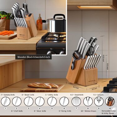 Набор ножей 18 предметов из нержавеющей стали RAXCO