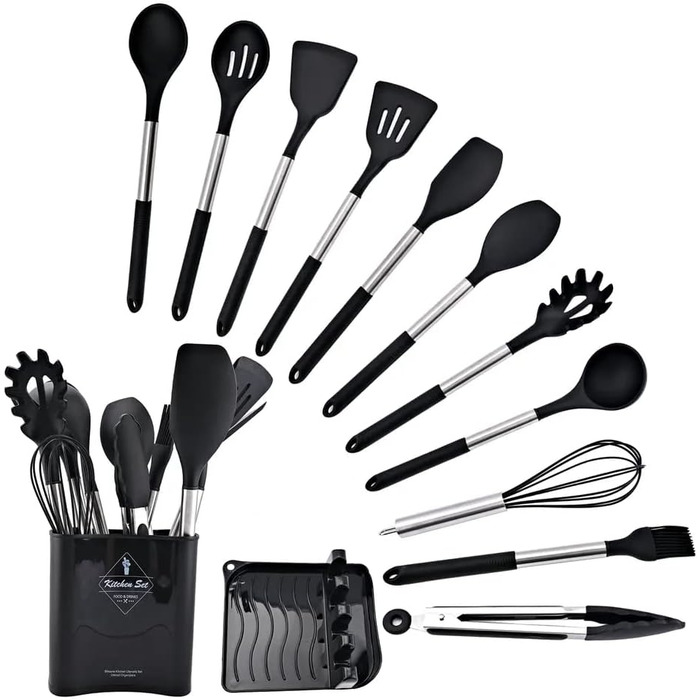 Набір кухонного приладдя, 13 предметів, чорний Vialex