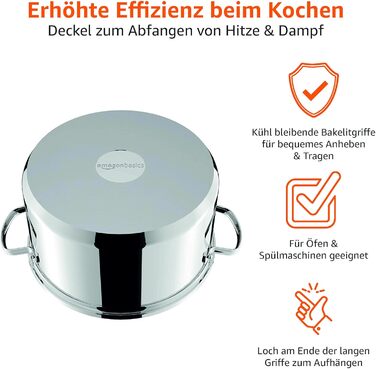 Набір посуду Kitchen-Profi Basics з 11 предметів з нержавіючої сталі для індукції з кришками, сріблястий (9 предметів)