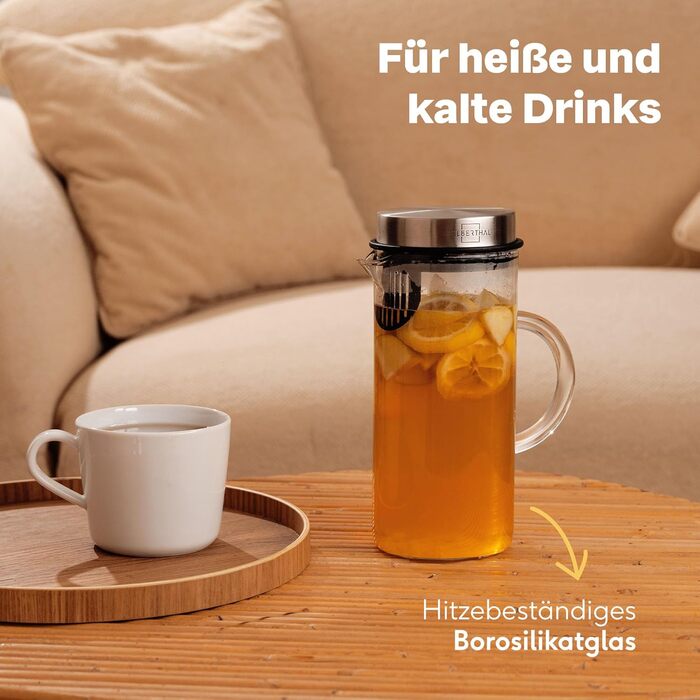 Набір із 2 скляних графинів 1 л з вставкою для фруктів Silberthal